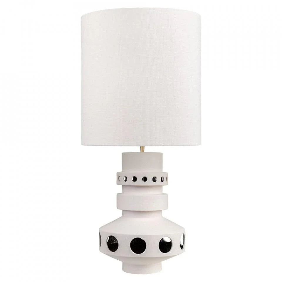 Lampadar alb din textil si ceramica cu 2 becuri 98 cm Unfo Versmissen - PARIS14A.RO