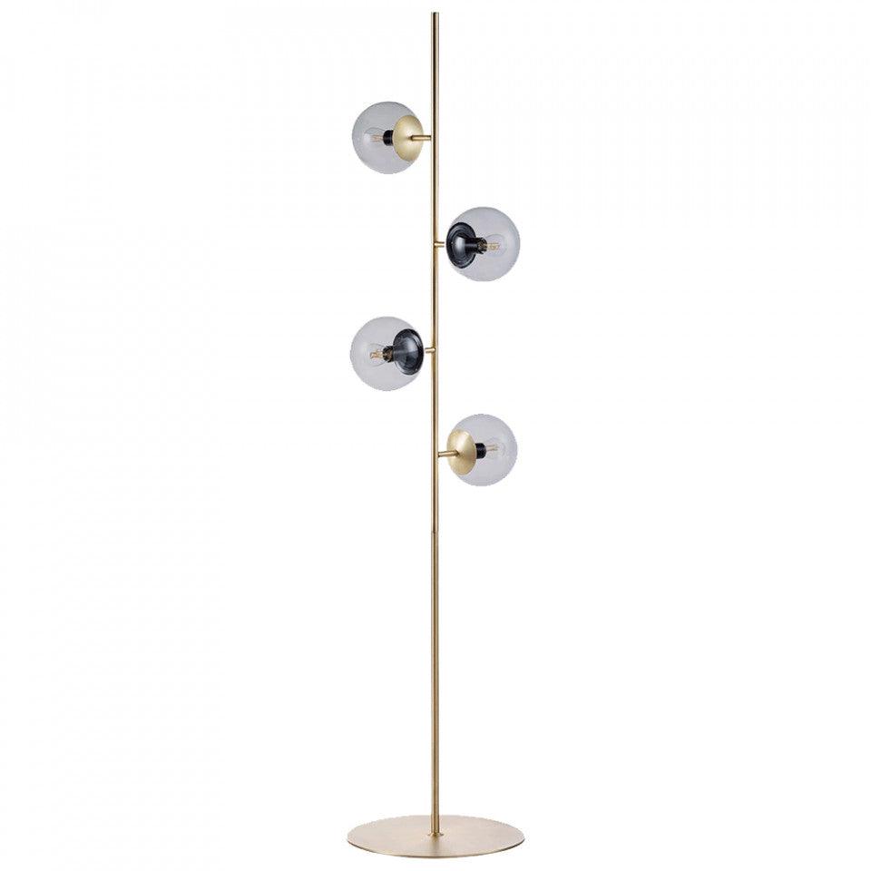 Lampadar auriu/transparent din metal si sticla cu 4 becuri 161 cm Orb Bolia - PARIS14A.RO