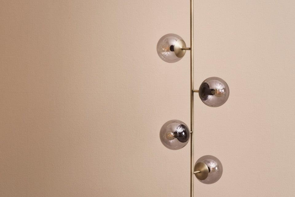 Lampadar auriu/transparent din metal si sticla cu 4 becuri 161 cm Orb Bolia - PARIS14A.RO