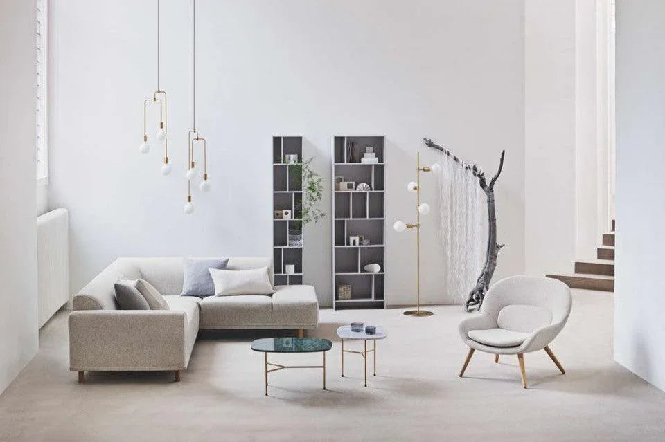 Lampadar maro alama din metal cu 4 becuri 182,6 cm Piper Floor Brass Bolia - PARIS14A.RO