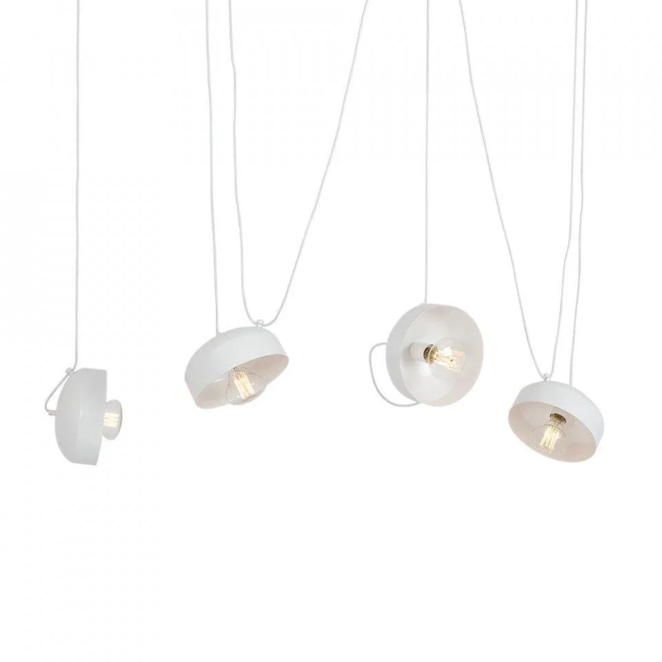 Lustra alba din otel cu 4 becuri Popo Flat Custom Form - PARIS14A.RO