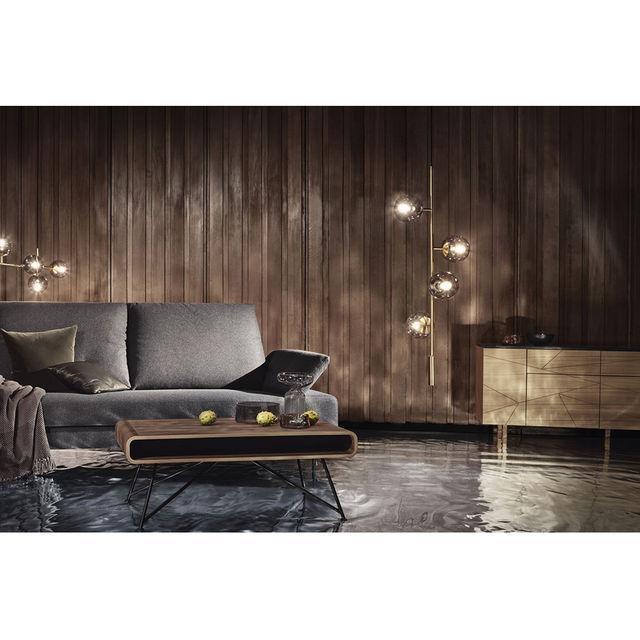 Lustra aurie/transparenta din metal si sticla cu 4 becuri Orb Bolia - PARIS14A.RO