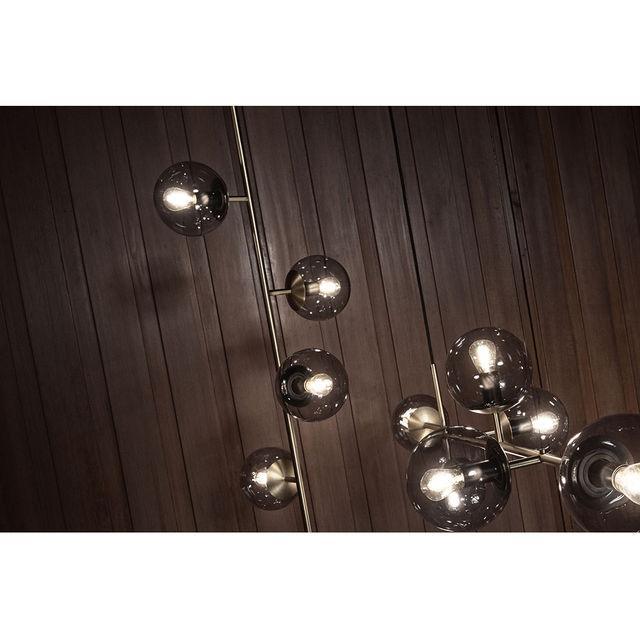 Lustra aurie/transparenta din metal si sticla cu 4 becuri Orb Bolia - PARIS14A.RO