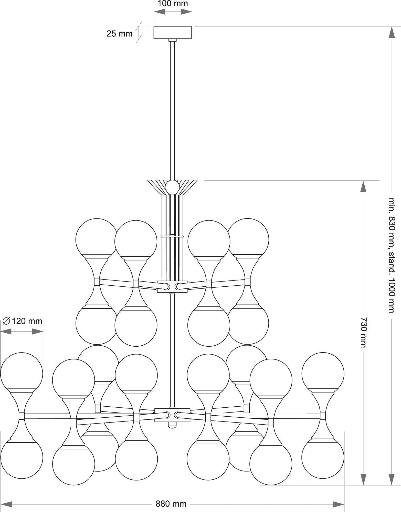 Lustra Bari 8 + 4 becuri Kutek - PARIS14A.RO