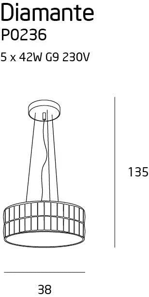 Lustra Crom DIAMANTE CULOARE MARO 38 cm MAXLIGHT P0236 - PARIS14A.RO