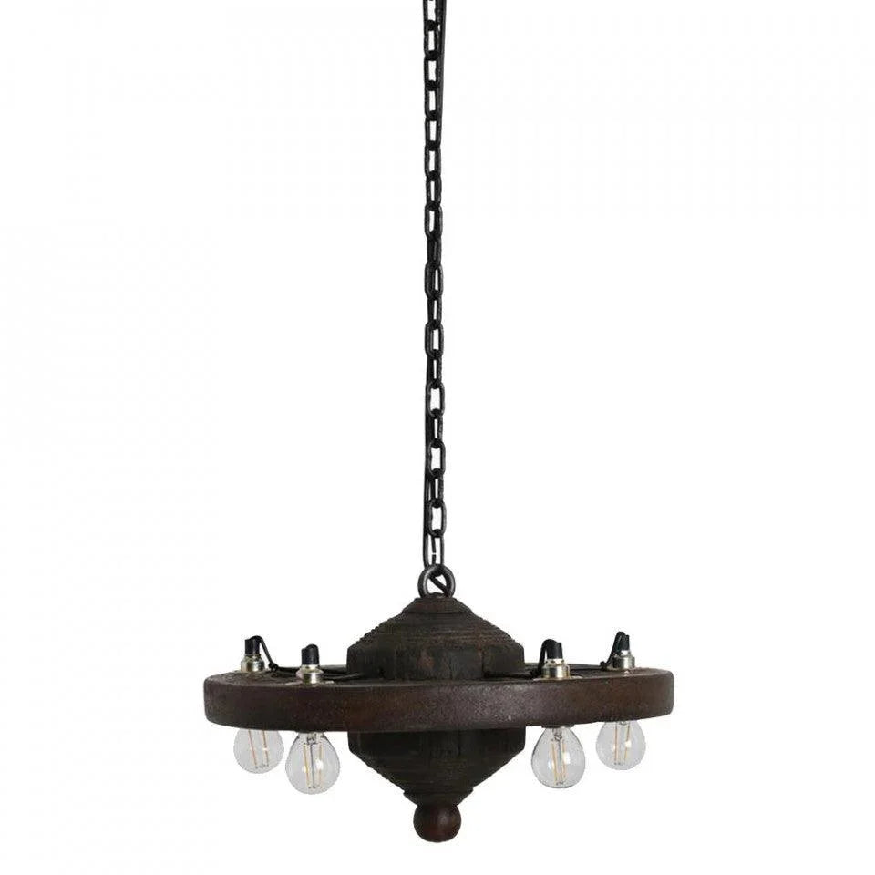 Lustra maro din lemn cu 5 becuri Wagon Raw Materials - PARIS14A.RO