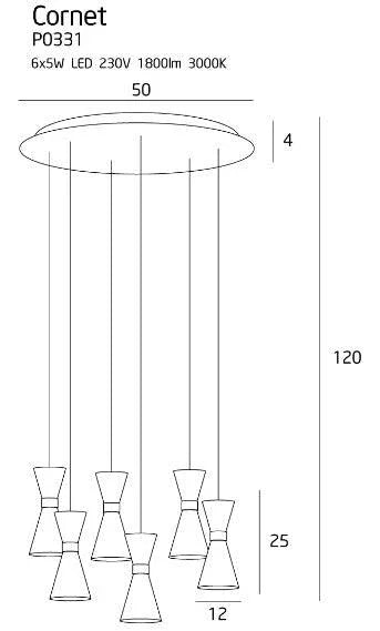 Lustra neagra CORNET 6 LED MAXLIGHT P0331 - PARIS14A.RO