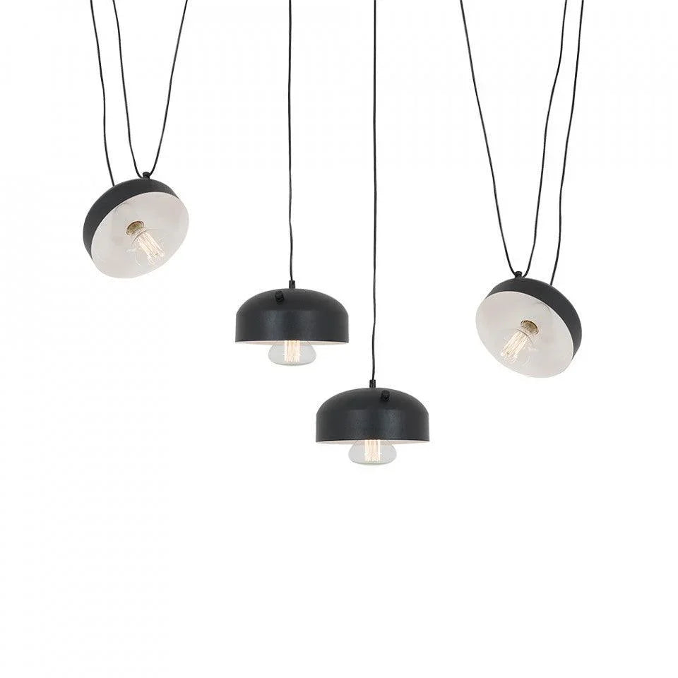 Lustra neagra din otel cu 4 becuri Popo Flat Custom Form - PARIS14A.RO