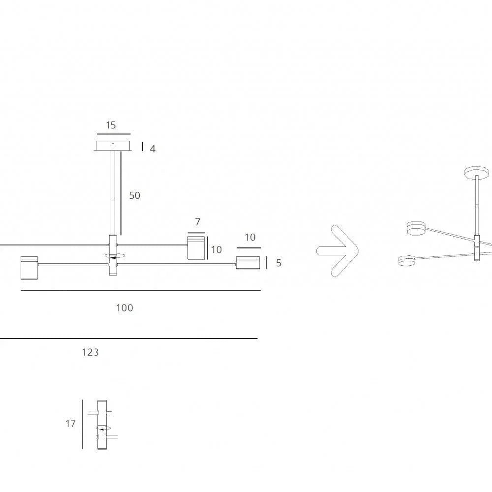 Lustra neagra PUMA LED 4x 7W BK/WD MAXLIGHT P0406 - PARIS14A.RO