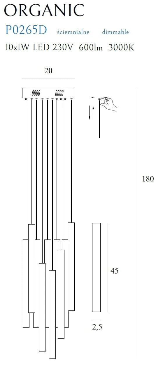 Lustra ORGANIC 10x AURIU CULOARE MARO Reglabil MAXLIGHT P0265D - PARIS14A.RO