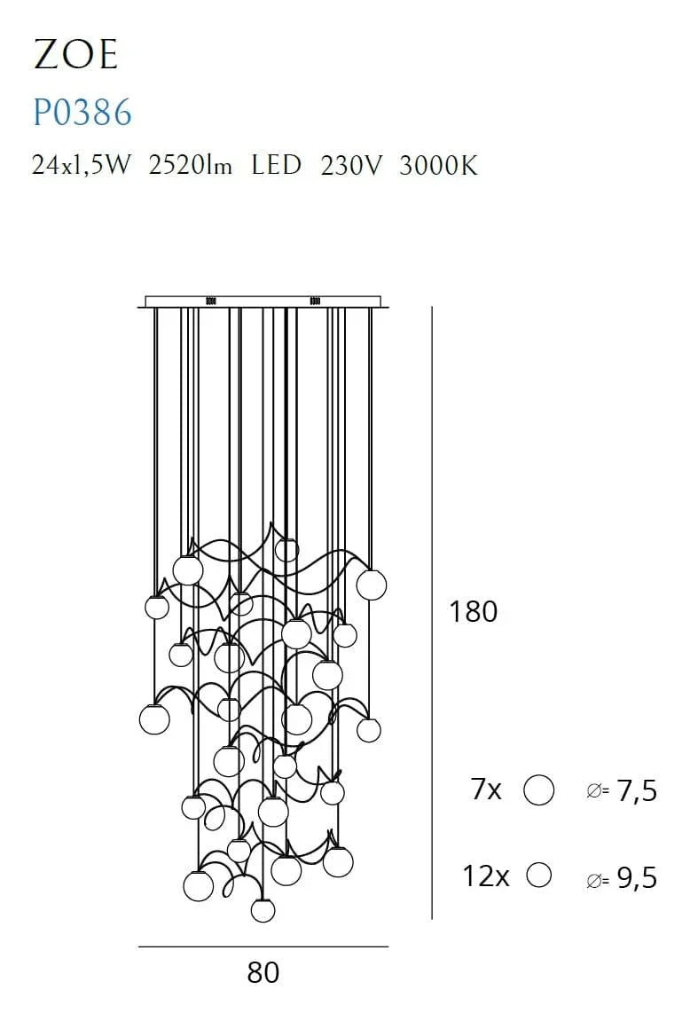 Lustra ZOE 24x15W CROM MAXLIGHT P0386 - PARIS14A.RO