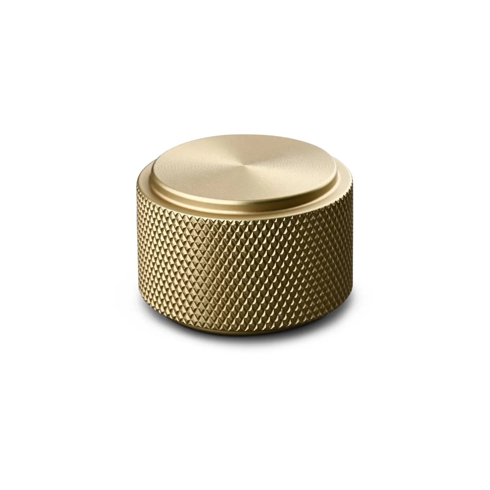 MANER MOBILA TIP BUTON RIMINI DIAM. 30MM KNURLED MAT BRASS inaltime 20 mm - PARIS14A.RO