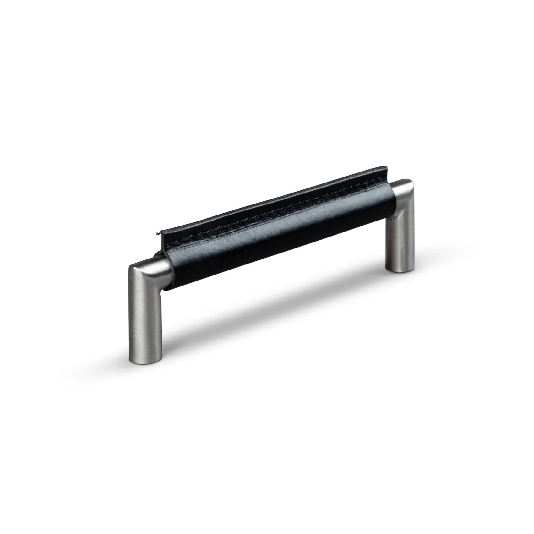 MANER MONOPOLI CC128 STAINLESS LOOK BLACK SKIN OCH BLACK STITCH inaltime 35 mm, grosime 14 mm, lungime 141 mm - PARIS14A.RO