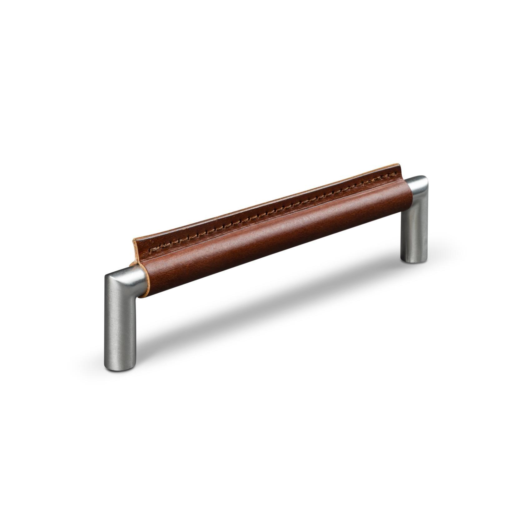 MANER MONOPOLI CC160 STAINLESS LOOK BROWN LEATHER SKIN OCH BROWN STITCH inaltime 35 mm, grosime 14 mm, lungime 172 mm - PARIS14A.RO