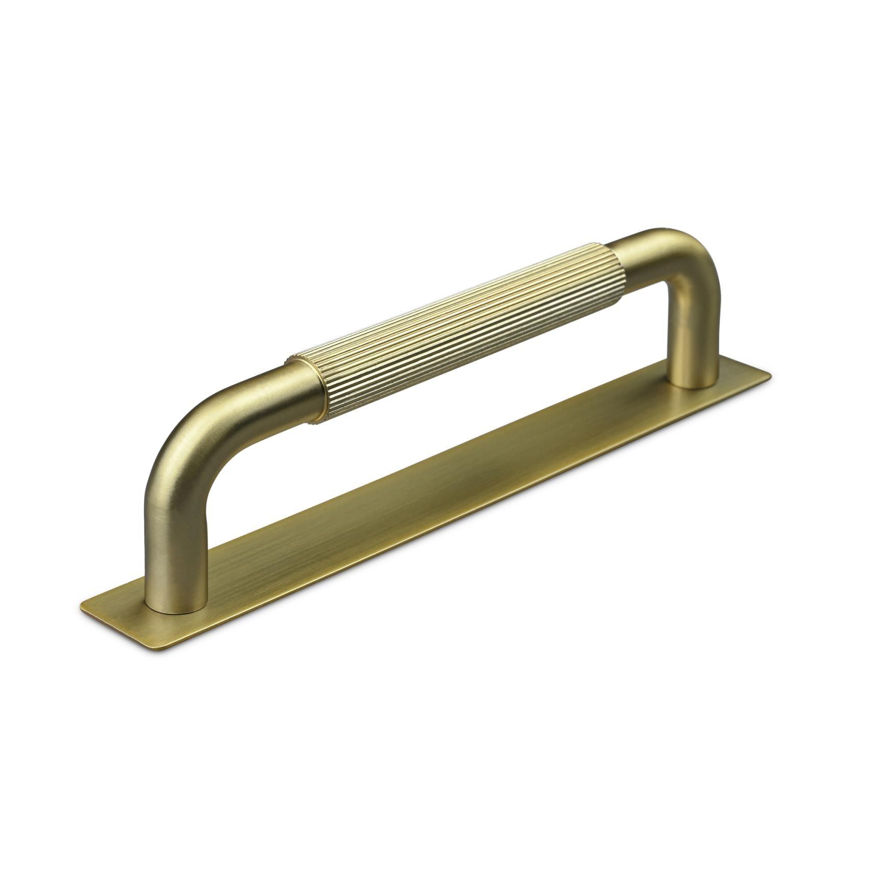 MANER PERUGIA CC128 STRIPED MAT BRASS inaltime 34 mm, grosime 12 mm, lungime 138 mm - PARIS14A.RO