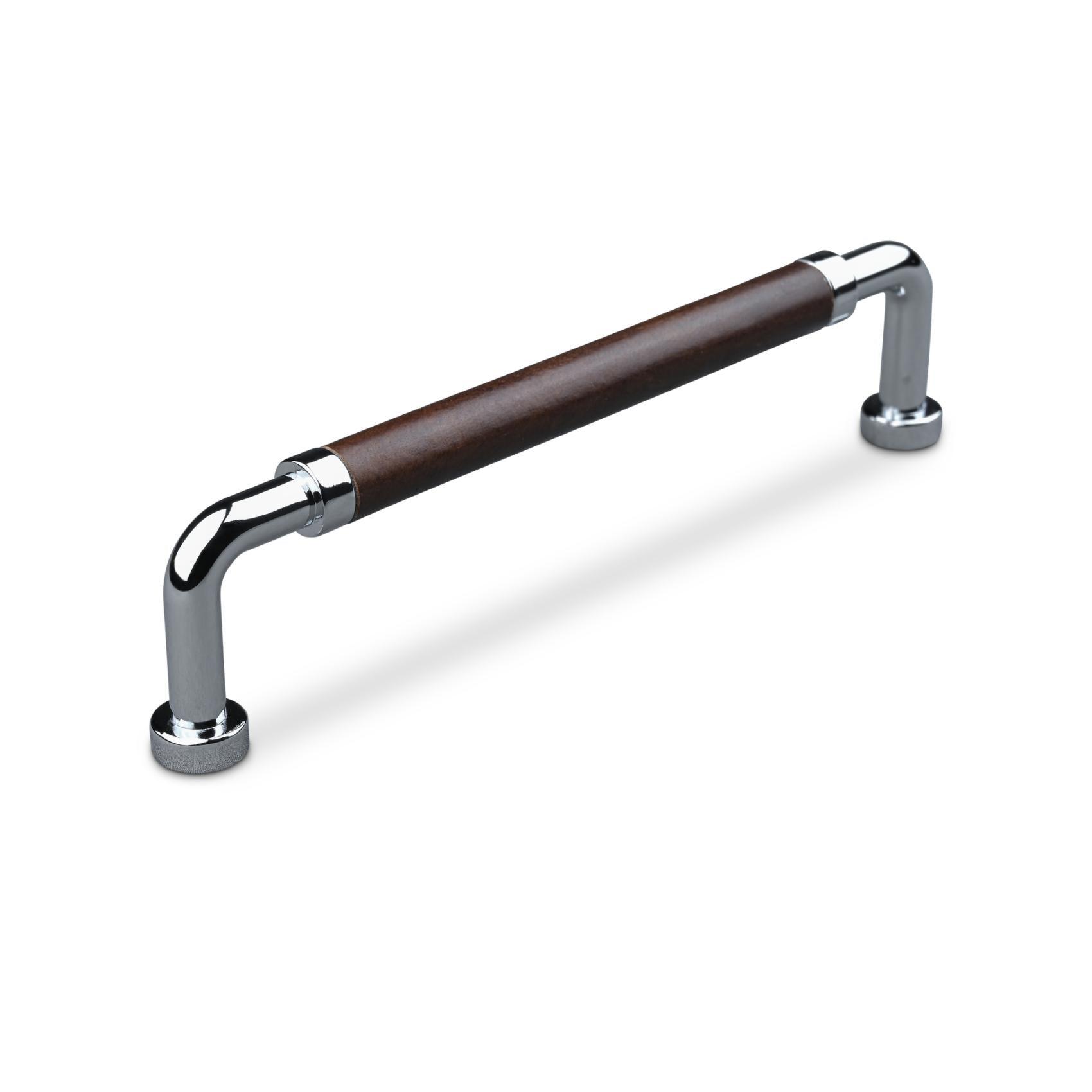 MANER POSTA CC128 BROWN LEATHER LEATHER/CHROME inaltime 35 mm, grosime 9 mm, lungime 140 mm - PARIS14A.RO