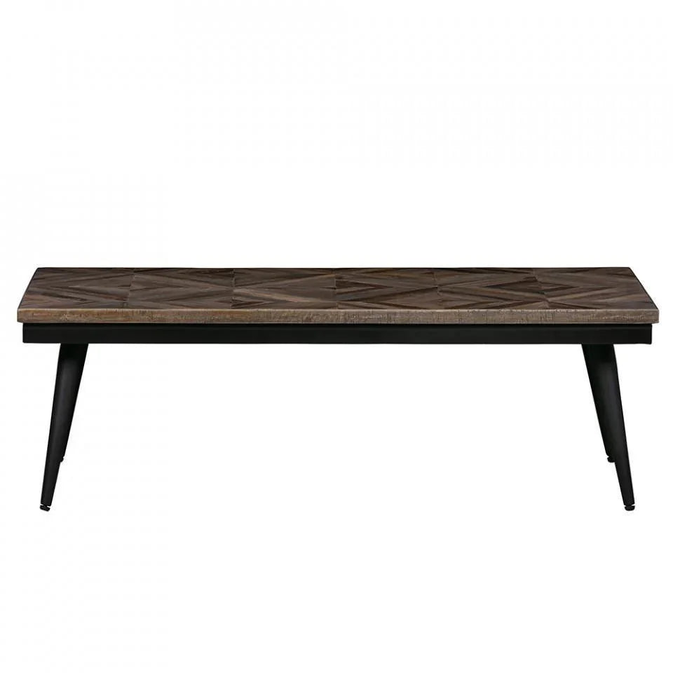 Masa cafea maro/neagra din lemn de tec si fier 60x120 cm Rhombic - PARIS14A.RO