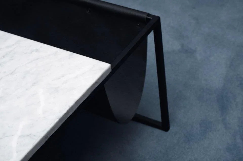 Masa cafea neagra din marmura si otel 55x130 cm Piero Bolia - PARIS14A.RO