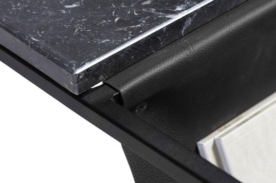 Masa cafea neagra din marmura si otel 55x130 cm Piero Bolia - PARIS14A.RO