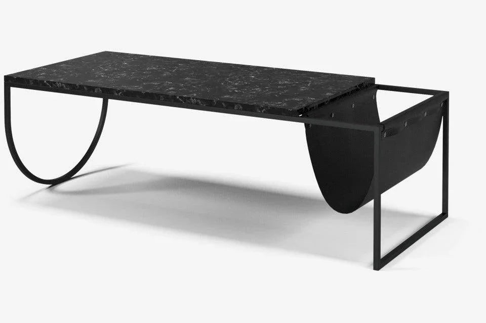 Masa cafea neagra din marmura si otel 55x130 cm Piero Bolia - PARIS14A.RO