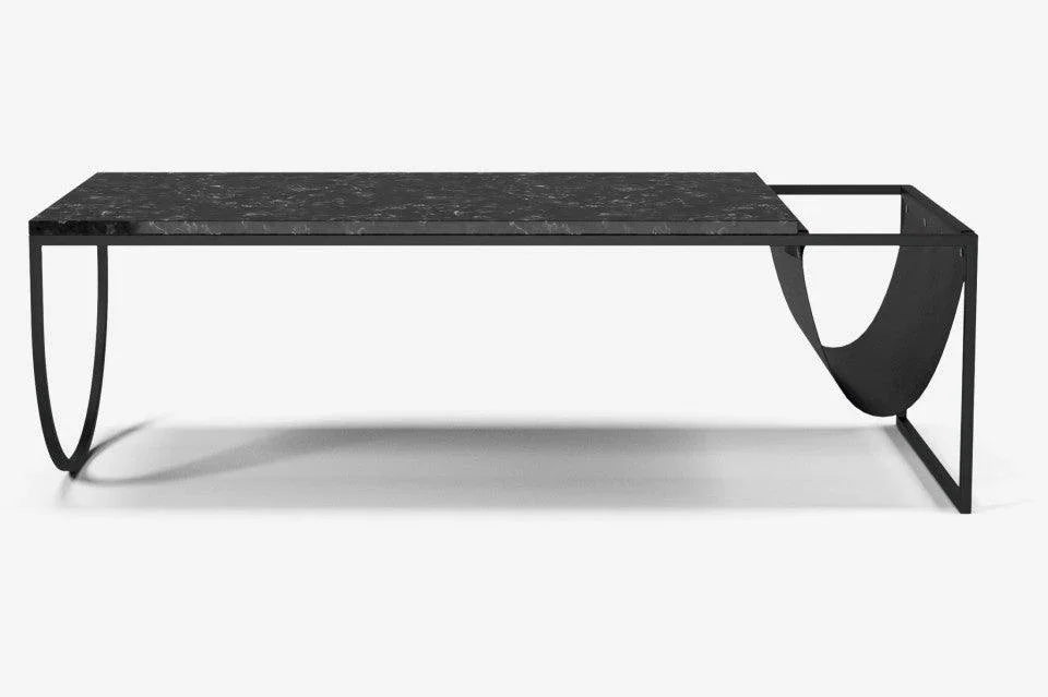 Masa cafea neagra din marmura si otel 55x130 cm Piero Bolia - PARIS14A.RO