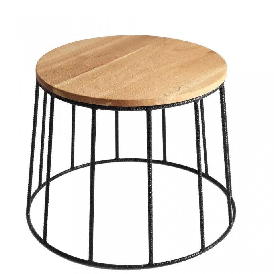 Masa cafea rotunda neagra din lemn si metal 50 cm Flun Wood Custom Form - PARIS14A.RO