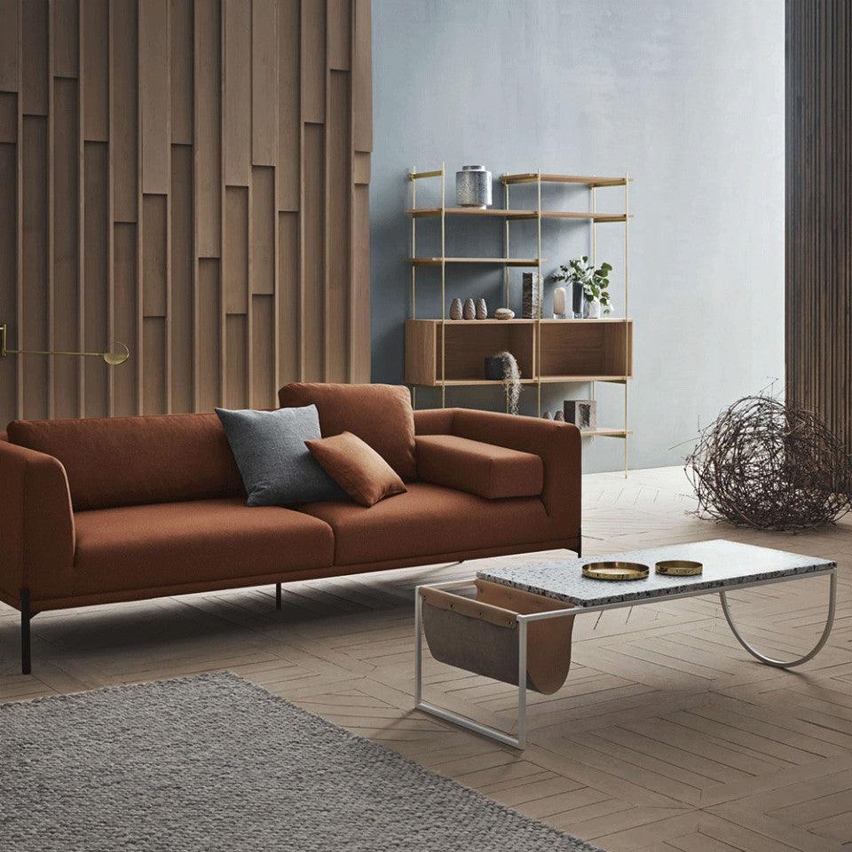 Masa de cafea alba din terrazzo si otel 55x130 cm Piero Bolia - PARIS14A.RO