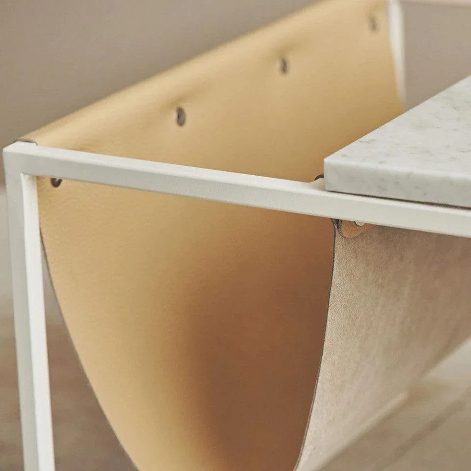 Masa de cafea alba din terrazzo si otel 55x130 cm Piero Bolia - PARIS14A.RO