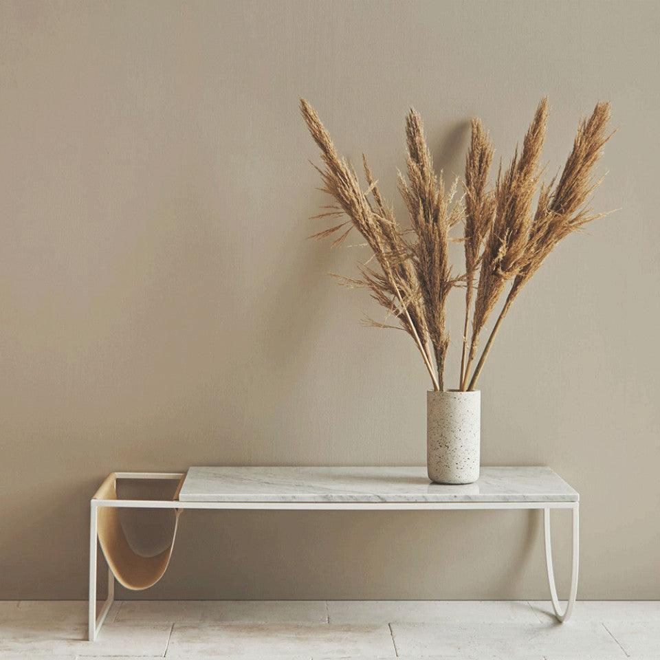 Masa de cafea alba din terrazzo si otel 55x130 cm Piero Bolia - PARIS14A.RO