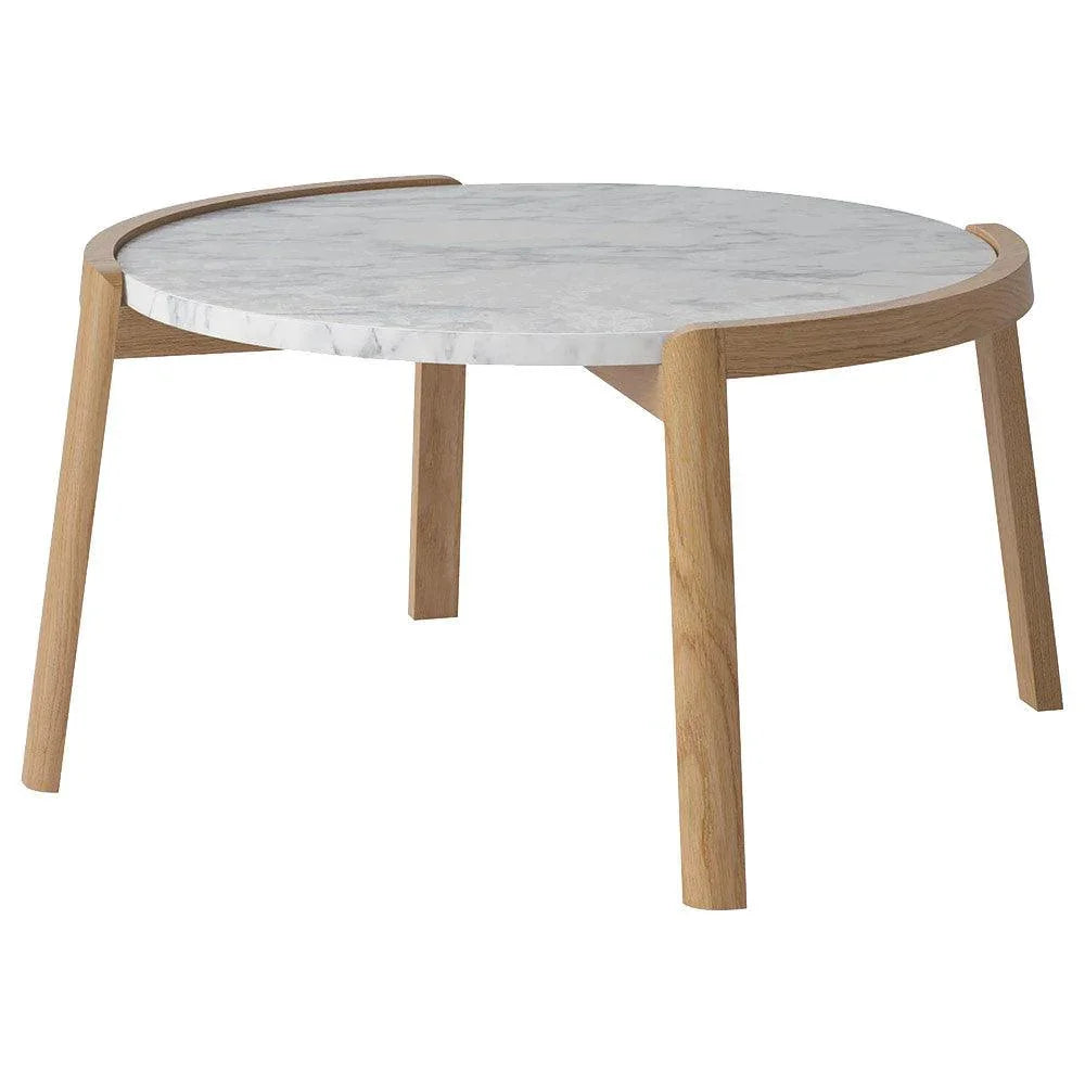 Masa de cafea alba/maro din marmura si lemn 65 cm Mix Bolia - PARIS14A.RO