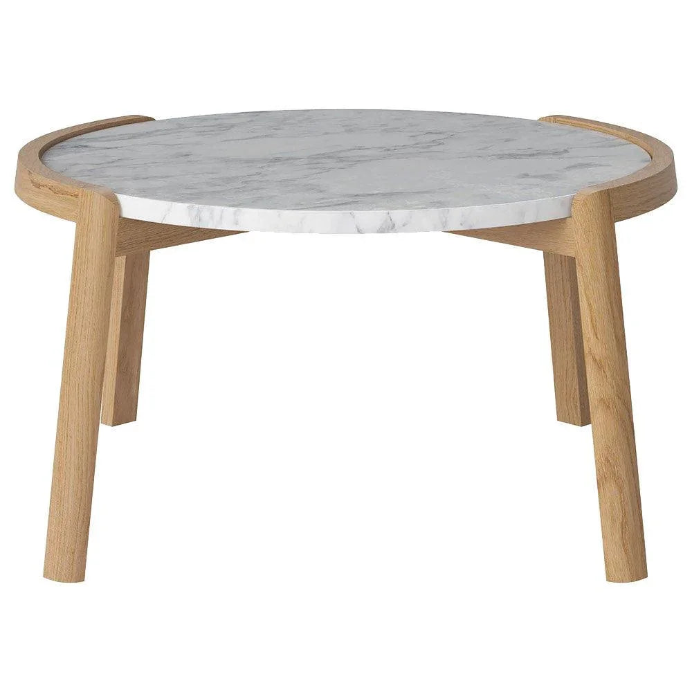 Masa de cafea alba/maro din marmura si lemn 65 cm Mix Bolia - PARIS14A.RO