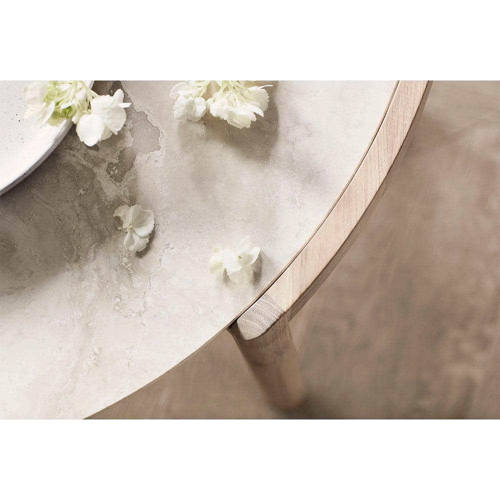 Masa de cafea alba/maro din marmura si lemn 65 cm Mix Bolia - PARIS14A.RO
