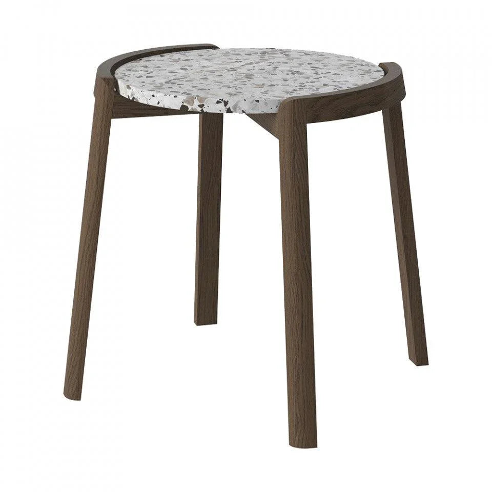 Masa de cafea alba/maro din terrazzo si lemn 46 cm Mix Bolia - PARIS14A.RO