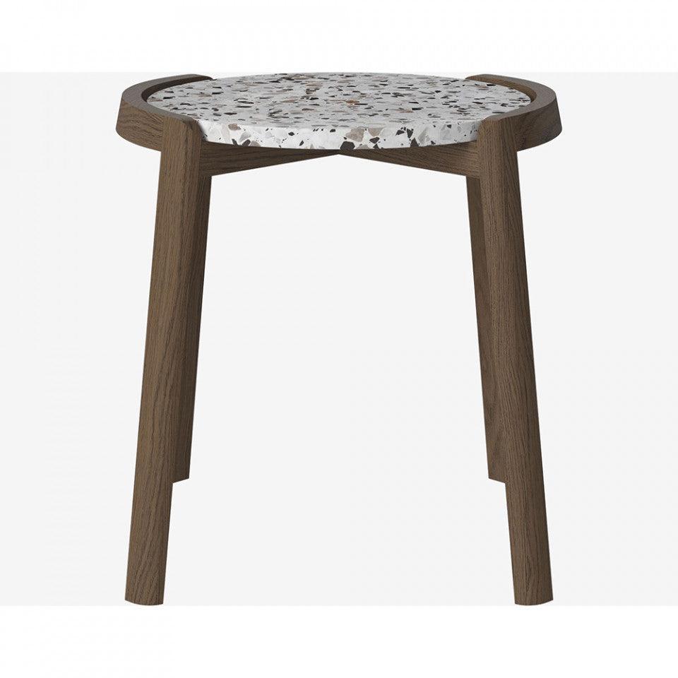 Masa de cafea alba/maro din terrazzo si lemn 46 cm Mix Bolia - PARIS14A.RO