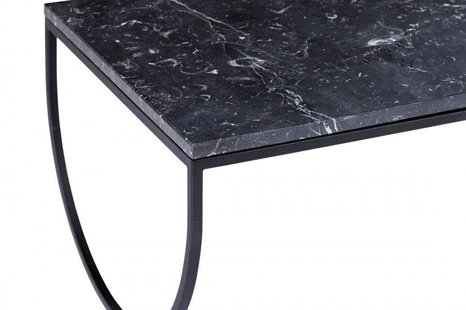 Masa de cafea alba/neagra din terrazzo si otel 55x130 cm Piero Bolia - PARIS14A.RO