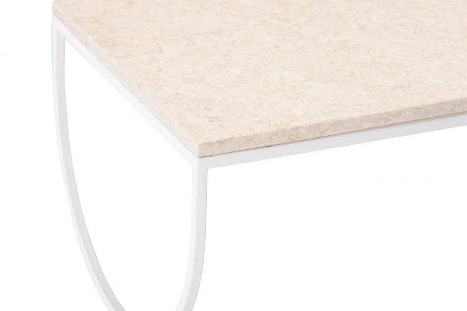 Masa de cafea alba/neagra din terrazzo si otel 55x130 cm Piero Bolia - PARIS14A.RO