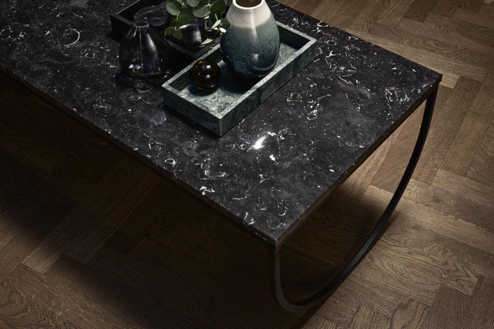 Masa de cafea alba/neagra din terrazzo si otel 55x130 cm Piero Bolia - PARIS14A.RO