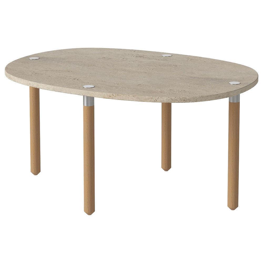 Masa de cafea bej nisipiu din travertin si lemn 52x72 cm Tuk Medium Bolia - PARIS14A.RO