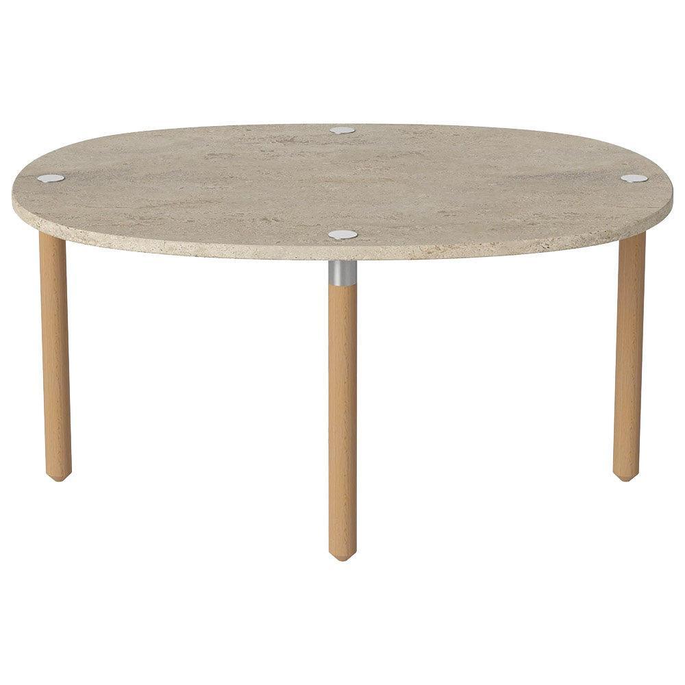 Masa de cafea bej nisipiu din travertin si lemn 52x72 cm Tuk Medium Bolia - PARIS14A.RO