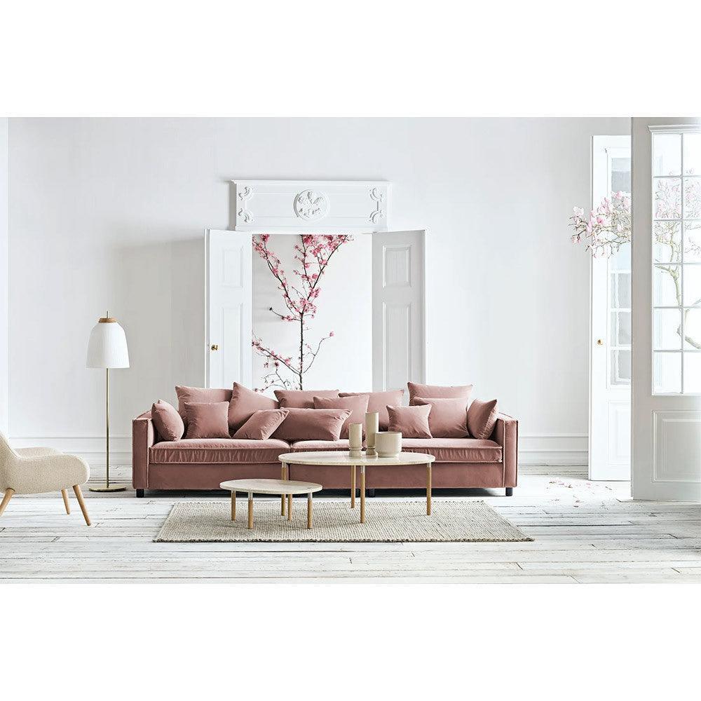 Masa de cafea bej nisipiu din travertin si lemn 52x72 cm Tuk Medium Bolia - PARIS14A.RO