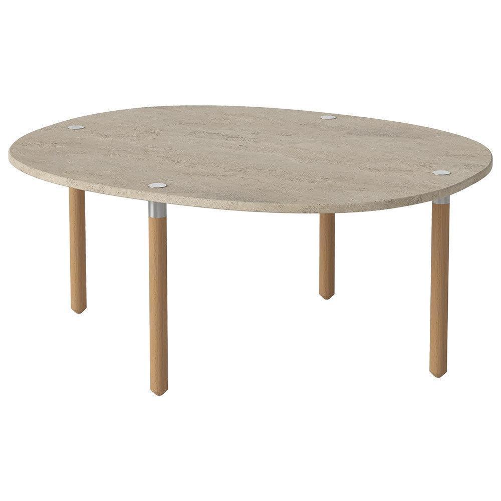 Masa de cafea bej nisipiu din travertin si lemn 68x83 cm Tuk Medium Bolia - PARIS14A.RO