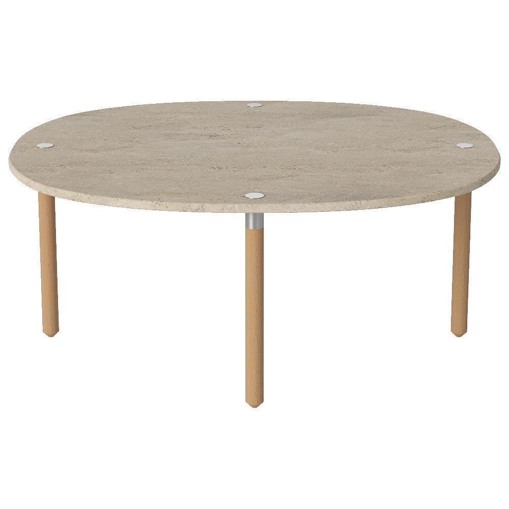 Masa de cafea bej nisipiu din travertin si lemn 68x83 cm Tuk Medium Bolia - PARIS14A.RO