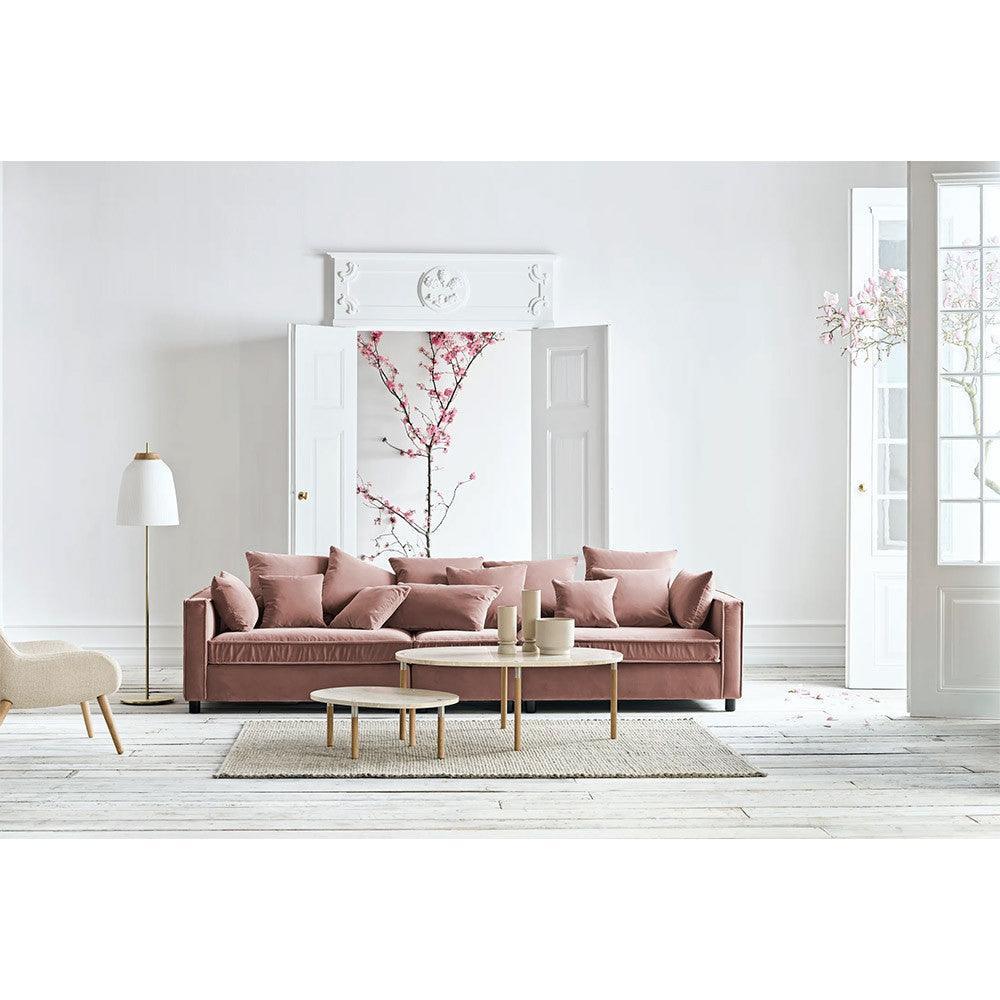 Masa de cafea bej nisipiu din travertin si lemn 80x110 cm Tuk High Bolia - PARIS14A.RO