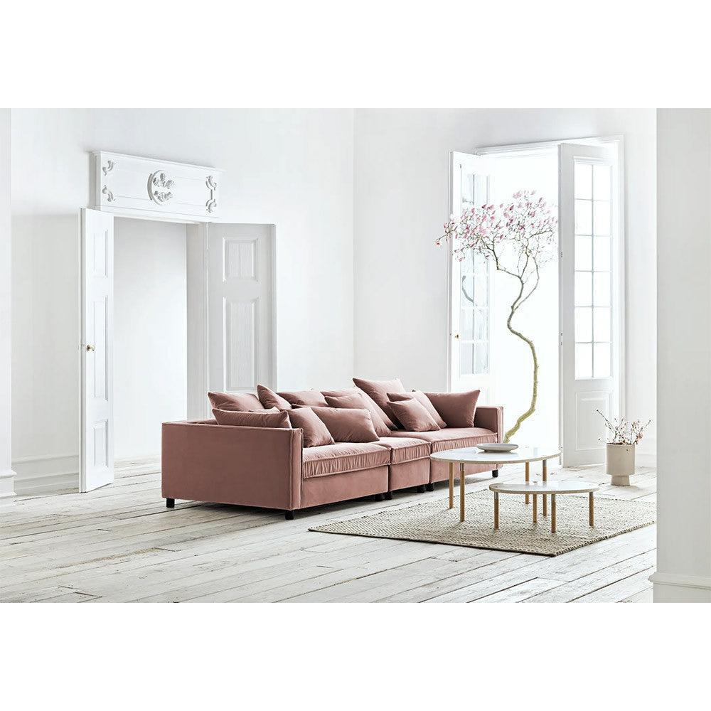 Masa de cafea bej nisipiu din travertin si lemn 80x110 cm Tuk High Bolia - PARIS14A.RO