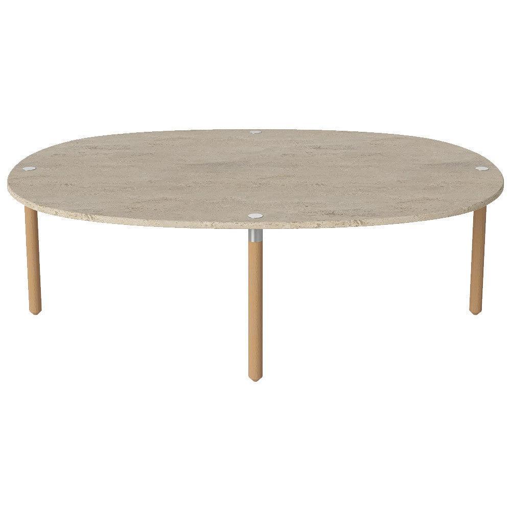 Masa de cafea bej nisipiu din travertin si lemn 80x110 cm Tuk Medium Bolia - PARIS14A.RO