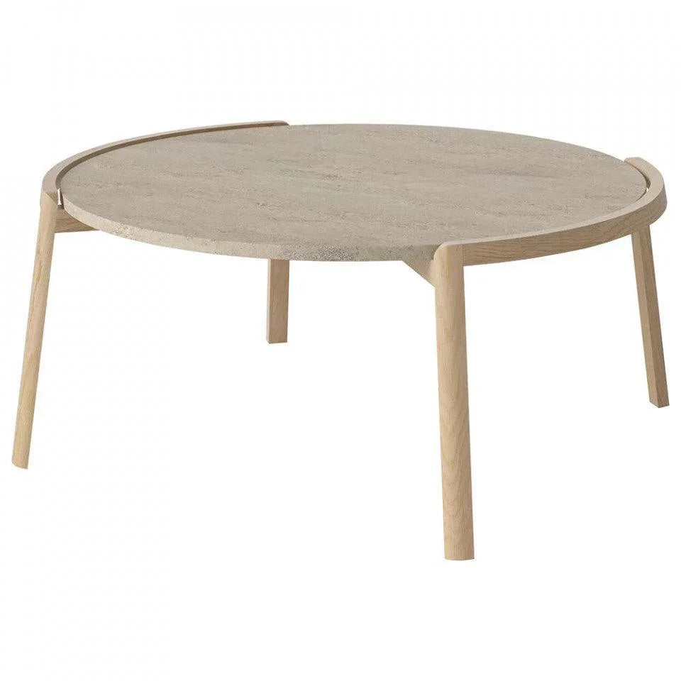 Masa de cafea bej nisipiu/maro din travertin si lemn de stejar 94 cm Mix Bolia - PARIS14A.RO