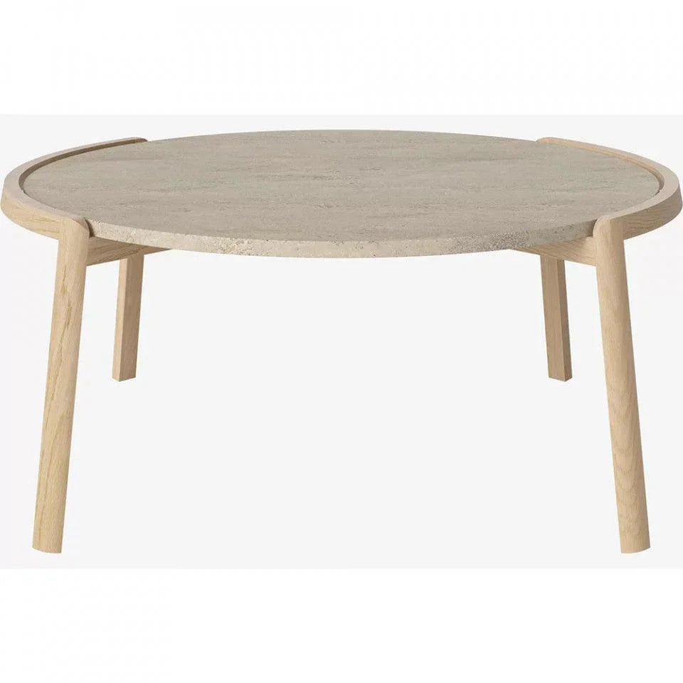 Masa de cafea bej nisipiu/maro din travertin si lemn de stejar 94 cm Mix Bolia - PARIS14A.RO