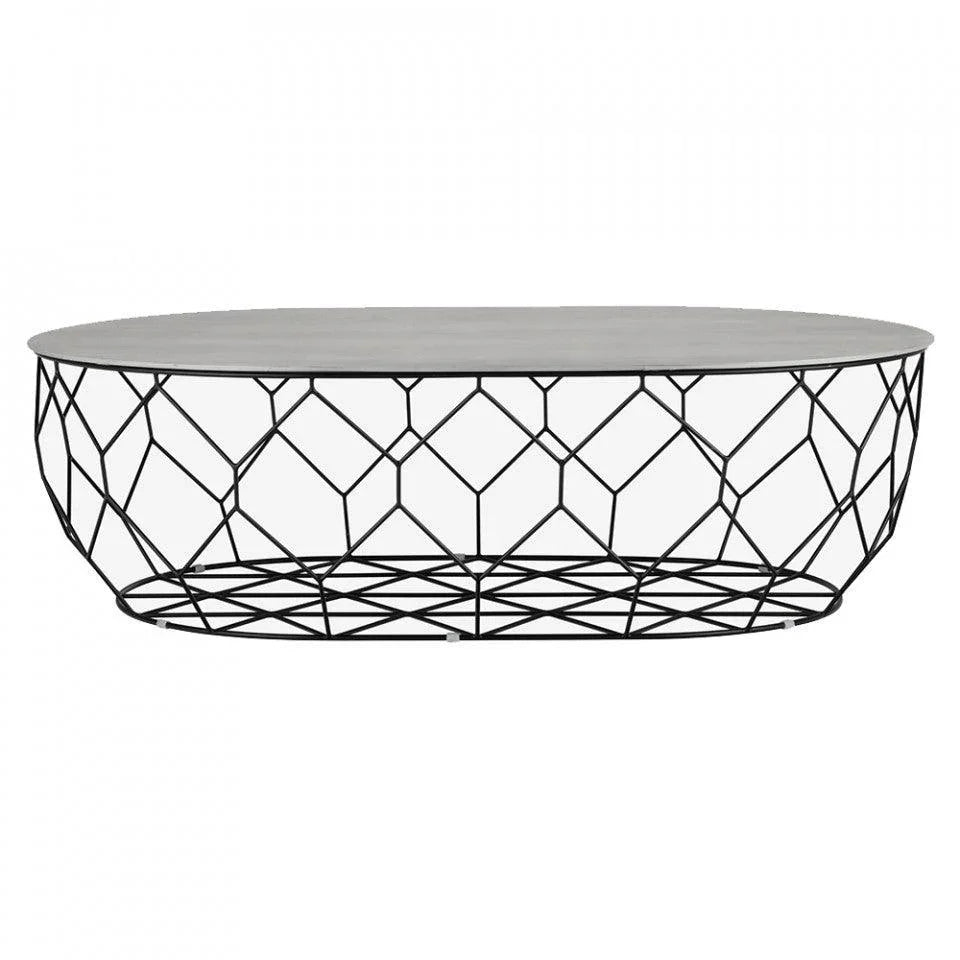 Masa de cafea gri/neagra din lemn si otel 85x127 cm Comb Ellipse Bolia - PARIS14A.RO