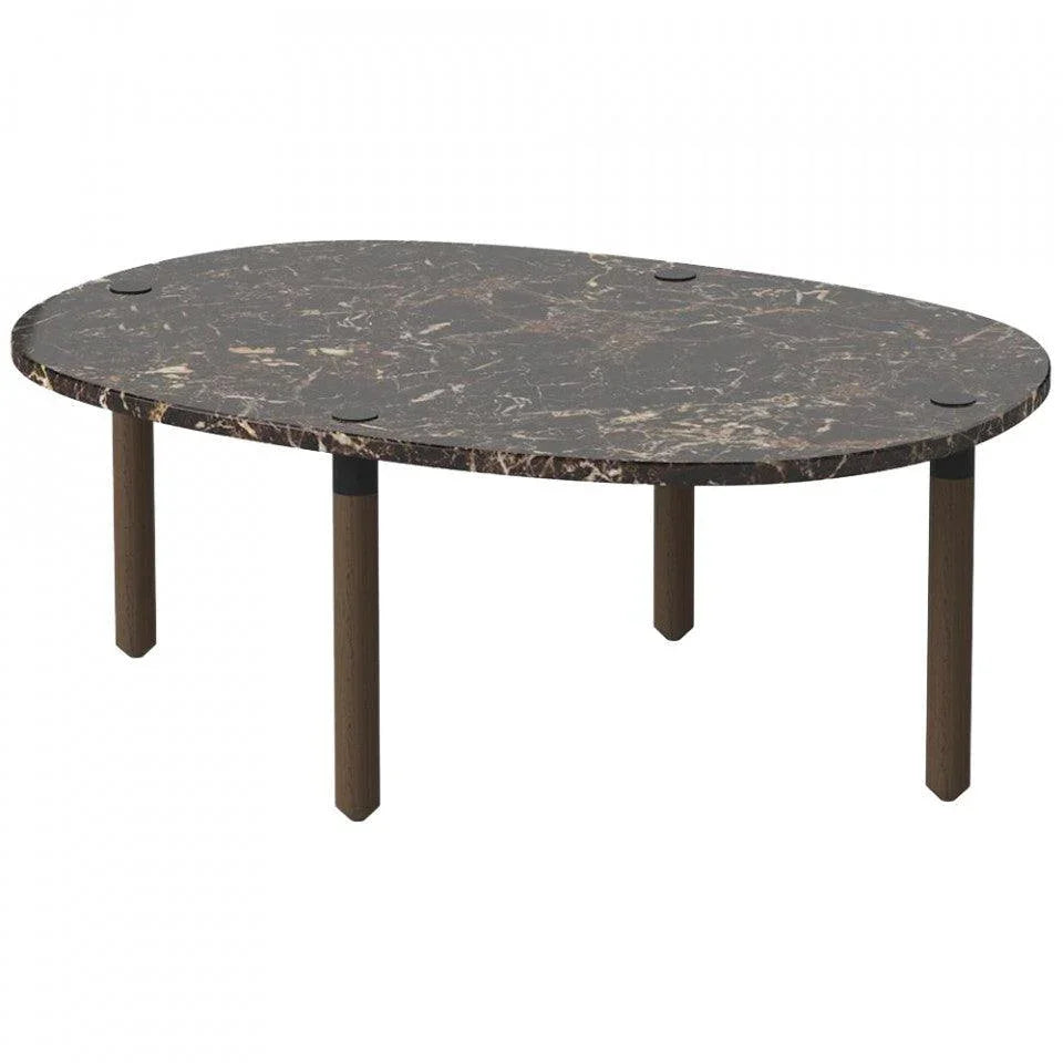 Masa de cafea maro din marmura si lemn 52x72 cm Tuk Bolia - PARIS14A.RO