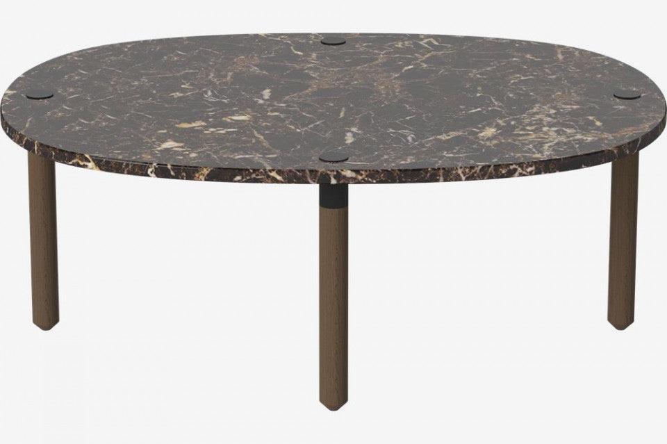 Masa de cafea maro din marmura si lemn 52x72 cm Tuk Bolia - PARIS14A.RO